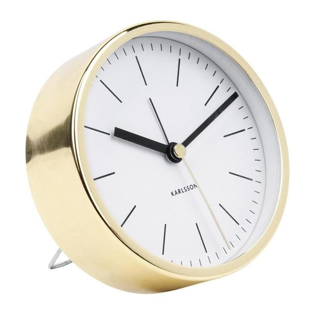 荷蘭品牌 KARLSSON Minimal 座枱鬧鐘（金框白面）