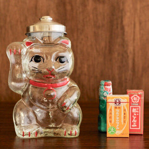 日本 廣田硝子 招財貓 玻璃菓子瓶