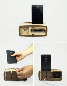韓國設計 Warm Material DIY 木製復古電話座床頭鐘